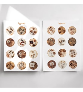 Vintage Dallar ve Çiçek Temalı Sticker Seti (2'li set A6)  Ajanda, Planlayıcı, Çıkartma (Çok Renkli)