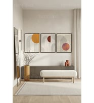Minimalist Çağdaş Soyut Geometrik 3’lü Ahşap Çerçeveli Tablo Seti