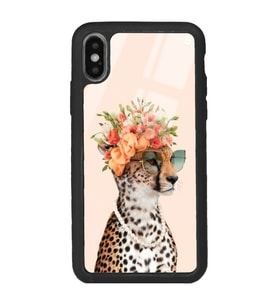 iPhone Xs İnfluencer Leopar Kedi Tasarımlı Glossy Telefon Kılıfı