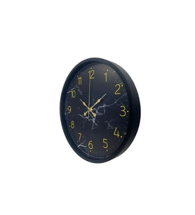 Siyah Mermer Desenli Görünümlü 36 Cm Duvar Saati (Standart)