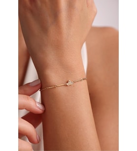 Taşlı Lotus Çiçeği Line Kemik Bileklik