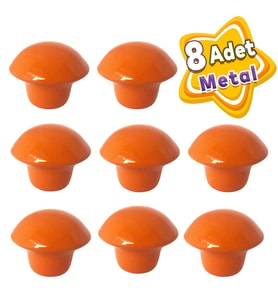 8 Adet Turuncu Mantar Düğme Kulp Çocuk Bebek Mobilya Çekmece Dolap Kapak Kulbu Metal Kulp Aksesuarları Vidalı