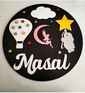 ÇOCUK ODASI KAPI&DUVAR SÜSÜ GECE  TEMALI KİŞİYE ÖZEL