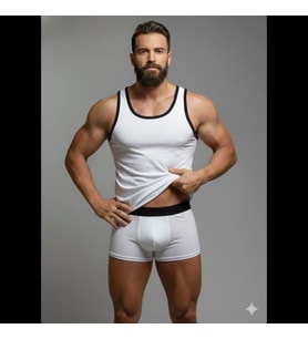 LYYN Erkek Beyaz Tank Top Boxer Takım