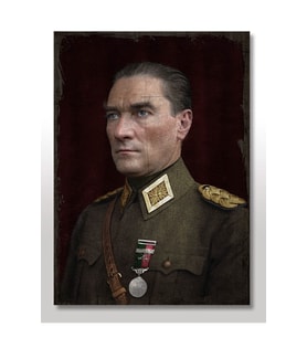 50cmX70cm Ahşap Tablo Asker Mustafa Kemal Atatürk