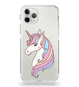 Apple iPhone 11 Pro Max Uyumlu Kamera Korumalı Tıpalı Kapak Unicorn Tasarımlı Silikon Şeffaf Kılıf