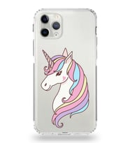 Apple iPhone 11 Pro Max Uyumlu Kamera Korumalı Tıpalı Kapak Unicorn Tasarımlı Silikon Şeffaf Kılıf