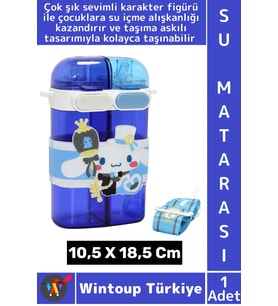 #SuMatarası Ofis Okul Spor Çocuk Su İçmeyi Sevdiren Sevimli Figürlü Çift Bölmeli Askılı Su Matarası