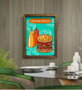 BK Gift Cafe & Bar & Restaurant Konseptli Doğal Masif Ahşap Çerçeveli Tablo-66