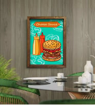 BK Gift Cafe & Bar & Restaurant Konseptli Doğal Masif Ahşap Çerçeveli Tablo-66