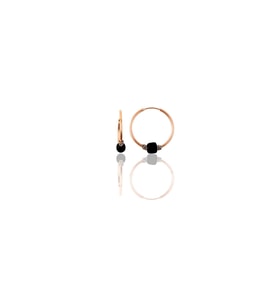 Söğütlü Silver Gümüş rose 14 mm siyah taşlı halka küpe