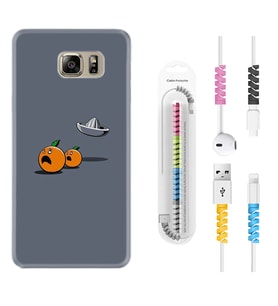 Samsung S7 Edge S20 Fe Plus Ultra S21 S22 Kılıf Kablo Koruma Spiral Silikon Orange Escape 1374