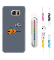Samsung S7 Edge S20 Fe Plus Ultra S21 S22 Kılıf Kablo Koruma Spiral Silikon Orange Escape 1374