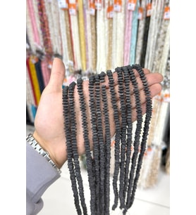 Hematit Taşı Rondela Kesim 6x4mm- Mat Siyah Doğal Taş Dizi