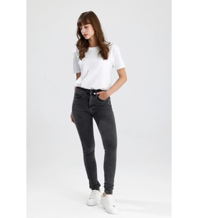#SkinnyFitJean Siyah Denim Skinny Fit Kesim Mira12 Rahat Kadın Jean Pantolon