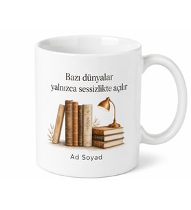 Kişiye Özel Kütüphane Sessizliği Temalı Kupa Bardak İsimli Hediye