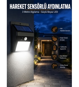 Solar Güneş Enerji Panelli Sensörlü Lamba Enerji Tasarruflu