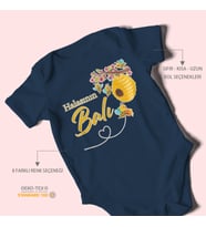 Halasının Balı Baskılı Bebek Zıbını – Çıtçıtlı Body 8 Renk  %100 Pamuk Kısa Kol (Lacivert)