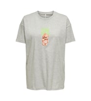 Only Kadın Oversize Baskılı Pamuklu Ayıcık T-shirt - 15264052 (Gri)