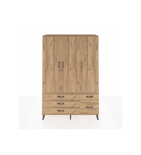 Hyperion Gardrop 5 Raflı 5 Çekmeceli Tek Askılı 132x44x195 Çam-Çam