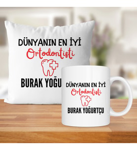 Dünyanın En İyi Ortodontisti Baskılı Kişiye Özel Kupa Bardak Ve Saten Yastık