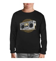 Retro 80's Radio Siyah Çocuk Sweatshirt