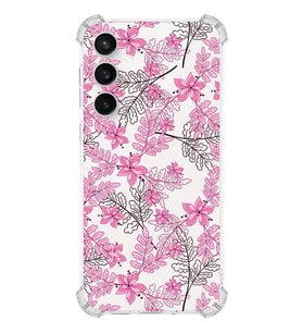 PrintiFy Samsung S23 FE Uyumlu Köşe Korumalı Floral Pembe Tasarımlı Şeffaf Silikon Kılıf