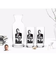 BK Gift Kişiye Özel Renkli Baskılı Godfather Baba Tasarımlı İkili Rakı Bardağı ve Karaf Hediye Seti-2 (Model 1)