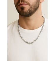 Gümüş Renk Doc Model Zincir 55 Cm. Unisex Çelik Kolye - 3344