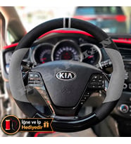 Kia Ceed Sportswagon Dikme Direksiyon Kılıfı Delikli Deri Parlak Siyah Gri Detay Çift Yüzük ve Dikiş 2012-2018