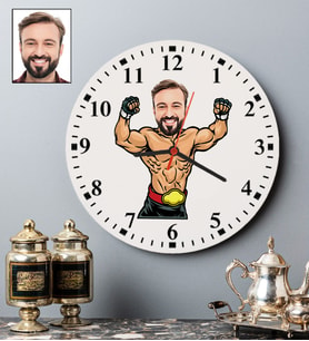 Kişiye Özel Güreşçi Tasarımlı Karikatür Duvar Saati 99