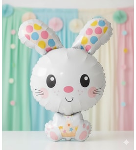 Folyo Balon Beyaz Tavşan Temalı 78 cm Büyük Boy Parti ve Dekorasyon Balonu