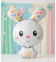 Folyo Balon Beyaz Tavşan Temalı 78 cm Büyük Boy Parti ve Dekorasyon Balonu