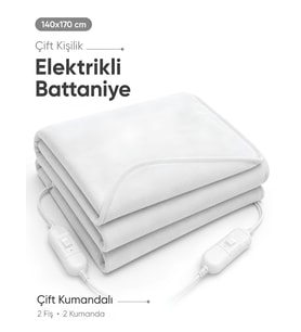 Beylini OMAK Çift Kişilik Elektrikli Battaniye Çift Kumandalı Tam Güvenlikli Dayanıklı Çift Kademeli Termostatlı Elektrikli Yatak Isıtıcı 140x170 CM