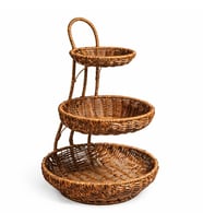 Kosova Wicker Serisi Hasır 3 Katlı Sunumluk