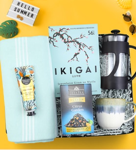 Peştemal & Eyüp Sabri Tuncer El ve Vücut Kremi & Kitap & Porselen Kupa & French Press & Çay Hediye Seti (Mavi)