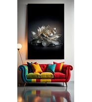 BEYAZ LOTUS V1 Ev Duvar Salon Güzellik Salonu Ofis Dükkan Dekarasyon Kanvas Tablo (Çok Renkli)