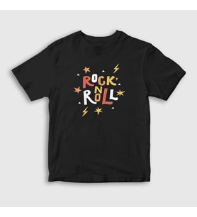 Presmono Unisex Çocuk Siyah Colors Rock And Roll T-Shirt 377412tt