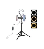 Çift Telefon Tutucu 70cm LED Işık Stand Youtuber ve Canlı Yayın Seti