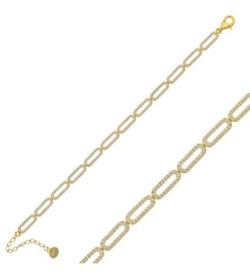 Gümüş Gold Oval Taşlı Bayan Bileklik