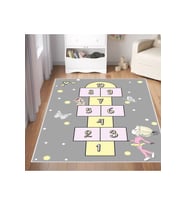 Rovigo Home Dijital Baskı Yıkanabilir Kaymaz Taban Çocuk Halısı RVG4065 (Gri)