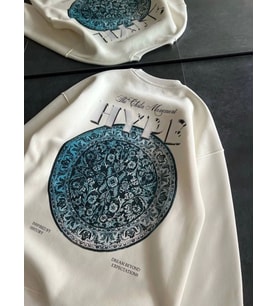 Üç İplik Bisiklet Yaka Baskılı SweatShirt - Beyaz
