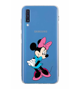 Samsung Galaxy A70  Kamera Korumalı  Kapak Minnie Mouse Tasarımlı  Şeffaf Kılıf