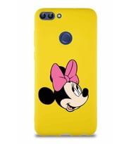 Huawei P Smart Soft Premier Kapak Minnie Mouse-A Tasarımlı Silikon Kılıf - Sarı (Şeffaf)