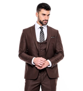 Desensiz Slim Fit Kahverengi Erkek Takım Elbise - Wessi