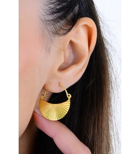 Gümüş altın yaldızlı yelpaze modeli rayna küpe SGTL12994GOLD