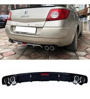 Renault Megane 2 Cabrio Siyah Difüzör 4 Krom Egzoz Görünümlü Difizör Arka Ek Body Kit 2002-2009