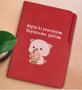 BK Gift Neyse Ki Prensesim Tasarımlı Kırmızı Termo Deri Not Defteri 15x21cm-1
