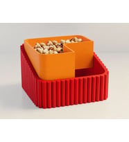 3D Baskı Fıstık Kasesi - Çift Hazneli Kabuk Ayırıcı Sunum Kasesi - Kırmızı Turuncu