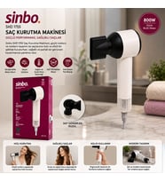 Sinbo Saç Kurutma Makinesi - Beyaz Renk - Sessiz Çalışma Özelliği